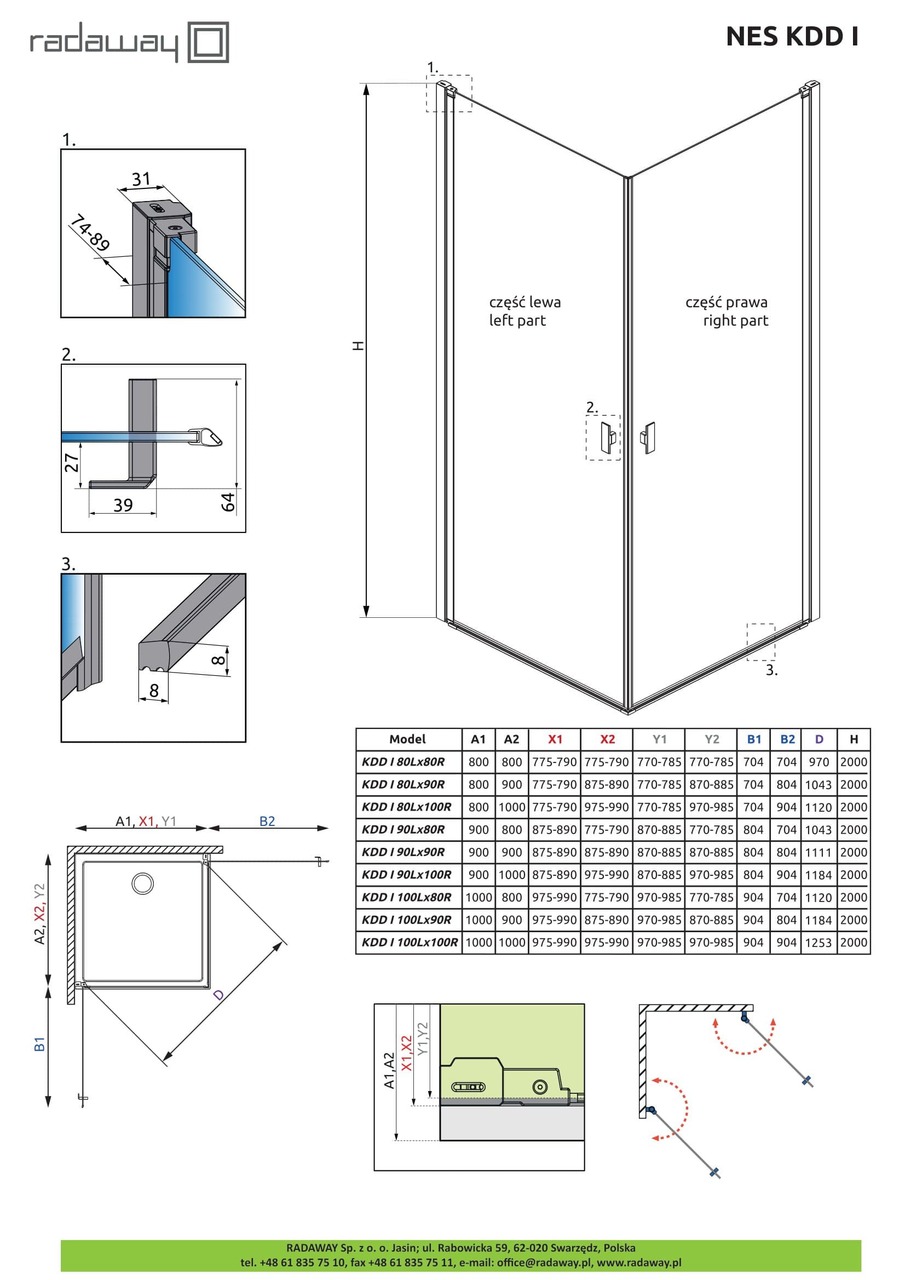 Душова кабіна (половина) Nes KDD I 100 права RADAWAY - Зображення 1864441-7d003.jpg