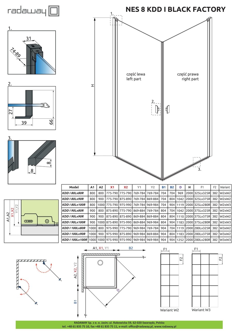 Душова кабіна (половина) Nes 8 Black KDD I 80 Factory права RADAWAY - Зображення 1865261-0efa5.jpg