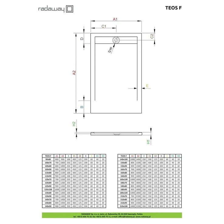 Душовий піддон Teos F 130x80 см anthracite, RADAWAY - Зображення 1865554-c28e4.jpg