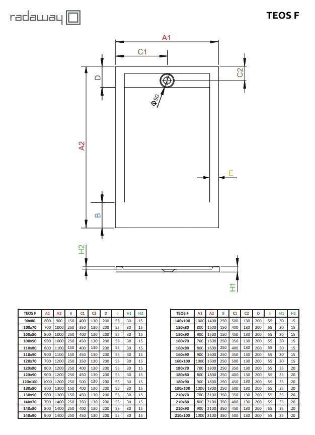 Душовий піддон Teos F 140x90 Black RADAWAY - Зображення 1865588-c28e4.jpg