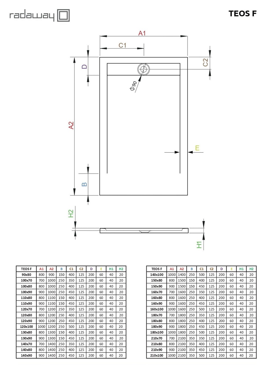 Душовий піддон Teos F 180x70 Black RADAWAY - Зображення 1865596-c28e4.jpg