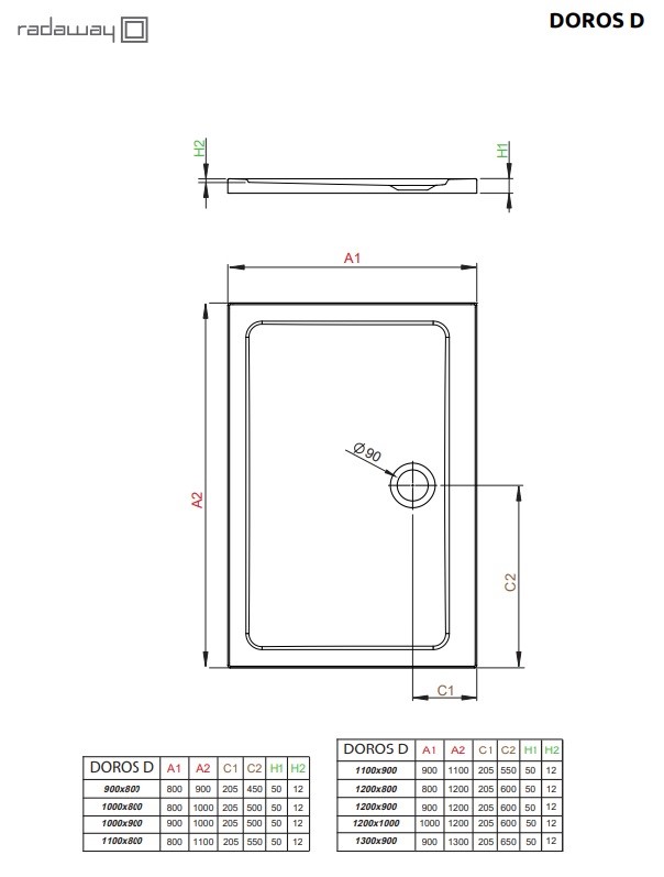 Душовий піддон Doros D Stone White 120x100 RADAWAY - Зображення 1865740-a4b1a.jpg