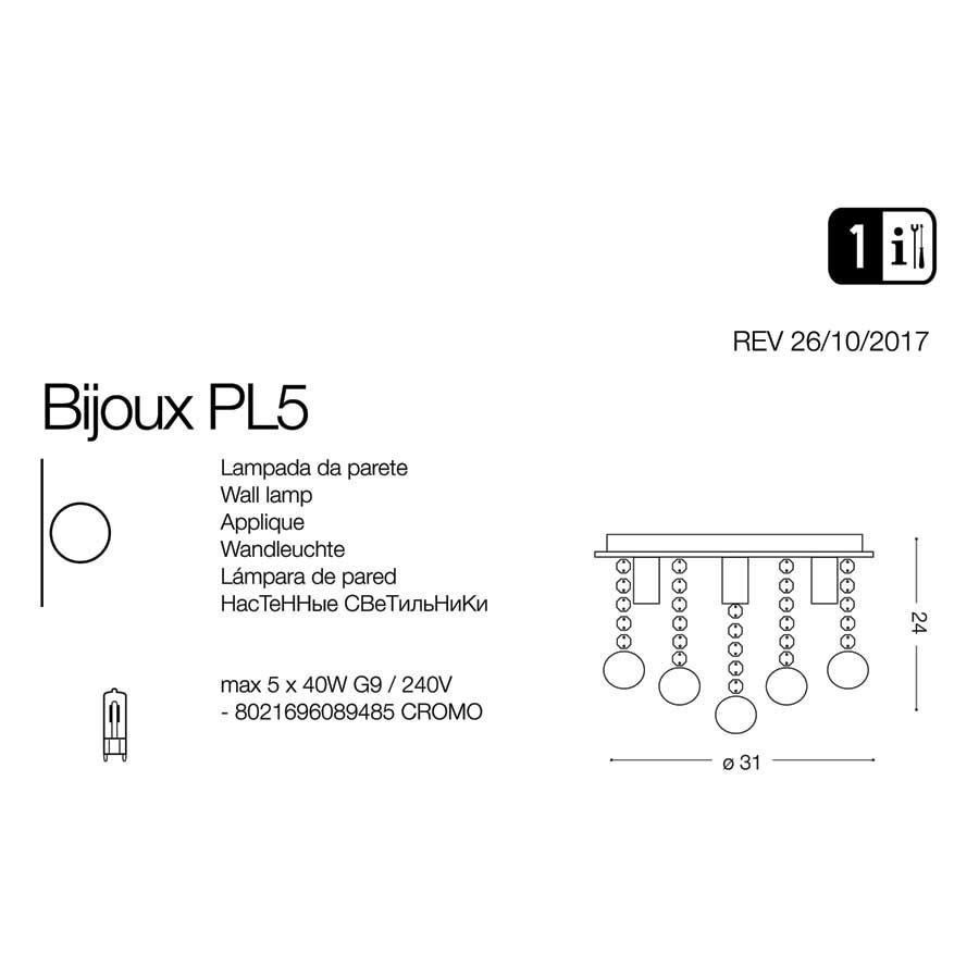 Світильник BIJOUX PL5 (089485), IDEAL LUX - Зображення 1866306-623f9.jpg