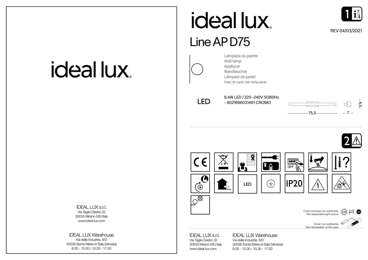 Світильник LINE AP D75 (031491), IDEAL LUX - Зображення 1866831-bc6a3.jpg