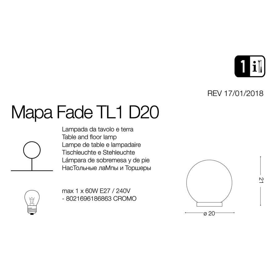 Настольная лампа MAPA TL1 D20 CROMO SFUMATO (186863), IDEAL LUX - Зображення 186863-1.jpg
