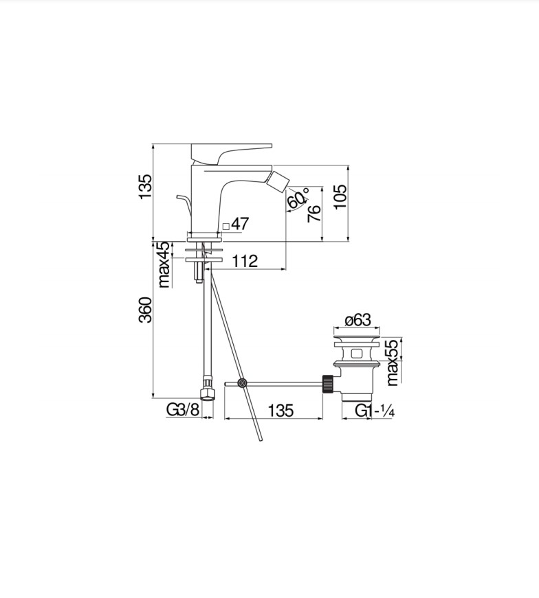 Смеситель для биде Seven Velvet Black (SE124119-1BM), Nobili - Зображення 1869532-aa084.jpg