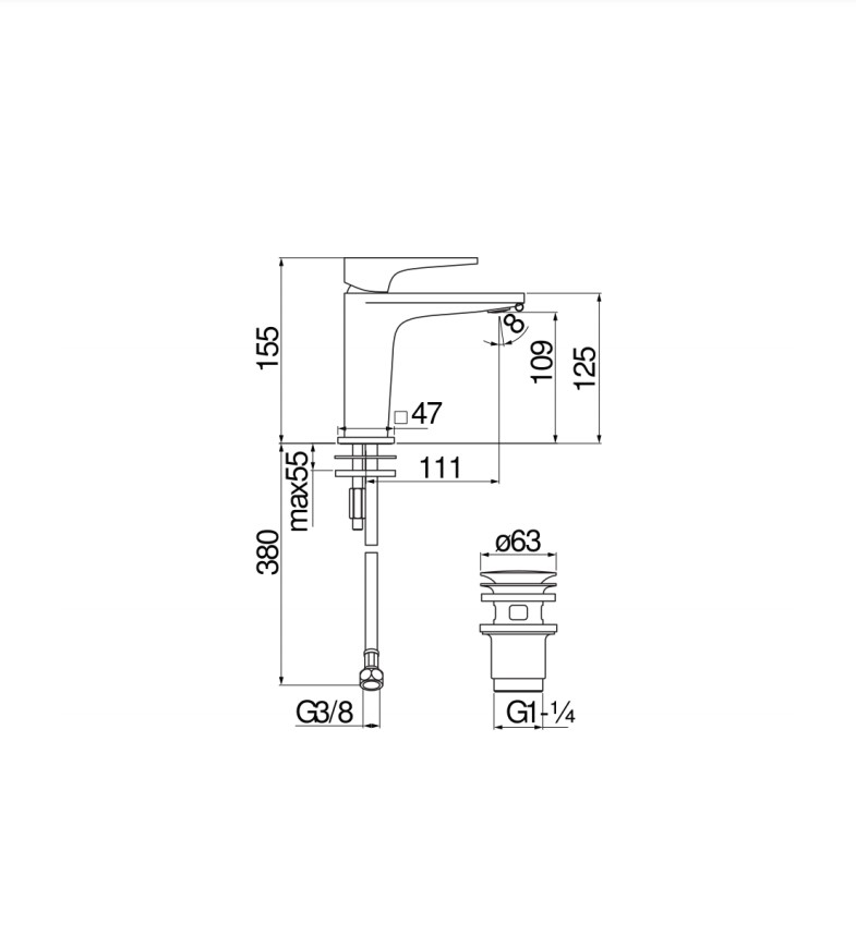 Змішувач для умивальника Seven (SE124118-2CR), Nobili - Зображення 1869542-909ec.jpg