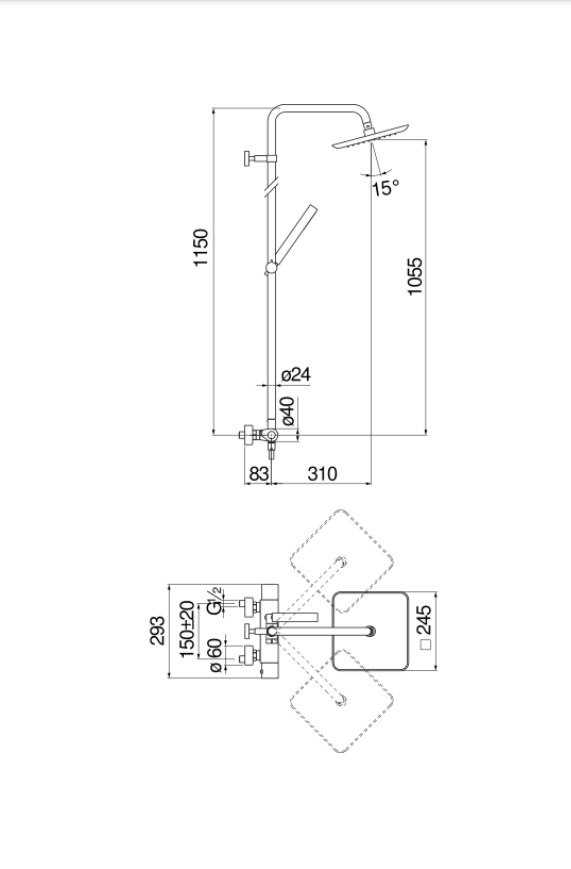 Душова система Seven Velvet Black (SE124030-30BM), Nobili - Зображення 1869582-f2da5.jpg