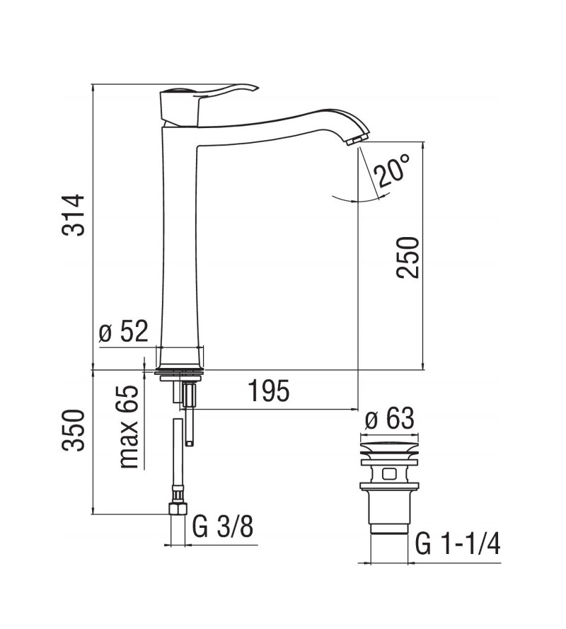 Змішувач для умивальника Sofi (SI98128-2CR), Nobili - Зображення 1869607-147ce.jpg