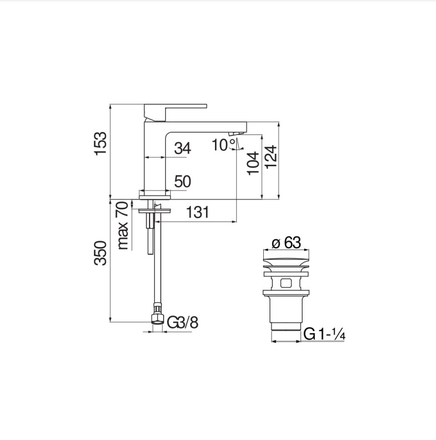 Змішувач для умивальника Up (UP94118-3CR), Nobili - Зображення 1869632-4c502.jpg