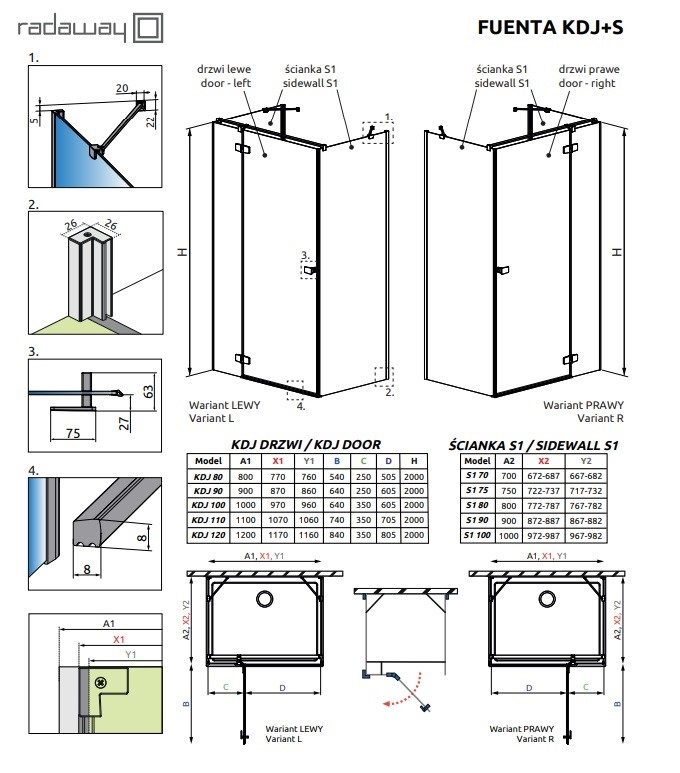 Душові двері Fuenta Chrome KDJ+S 120Rx200 RADAWAY - Зображення 187168672-ed991.jpg