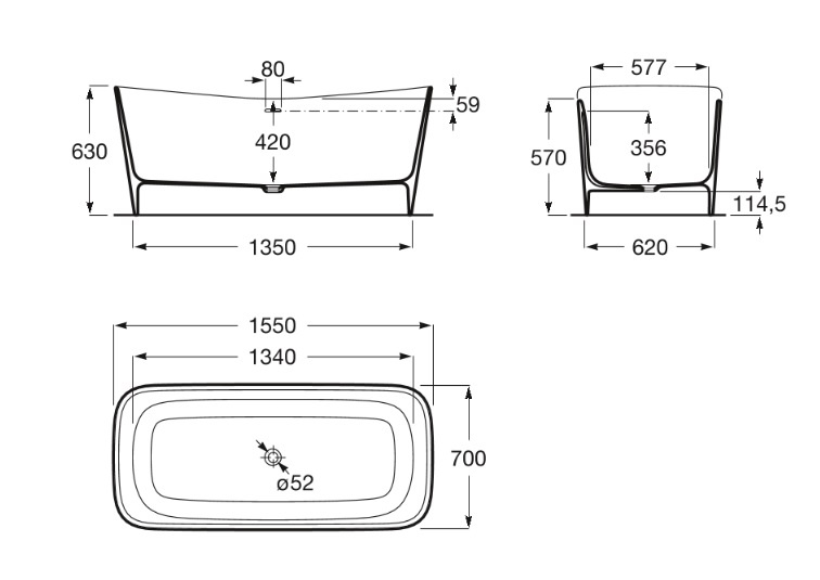 Ванна прямокутна Maui Square 155x70, Roca - Зображення 1871901-742dd.jpg