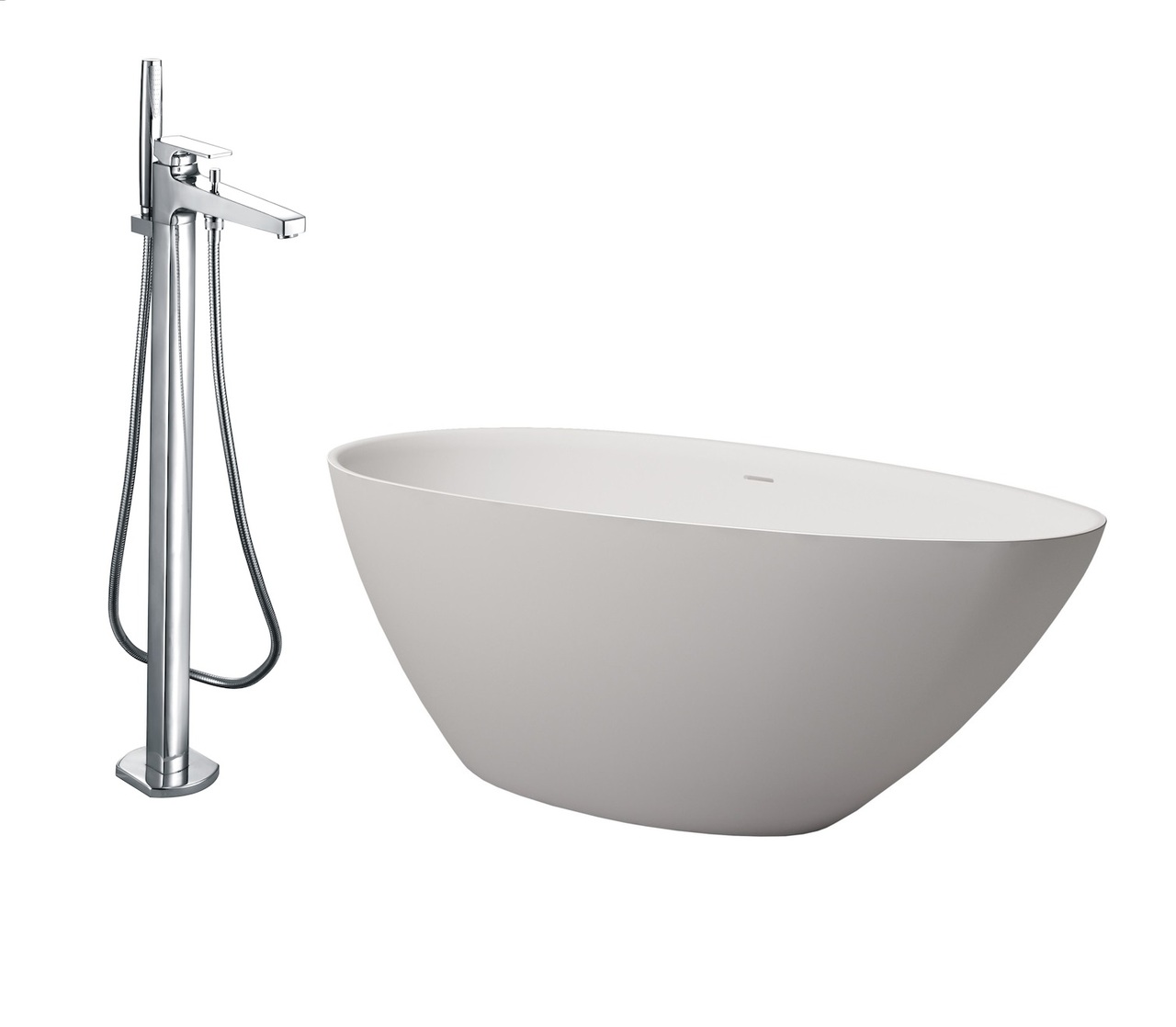 Комплект Ванна овальна Palo 160х750 Roca Змішувач підлоговий для ванни Escuadra Roca - Зображення