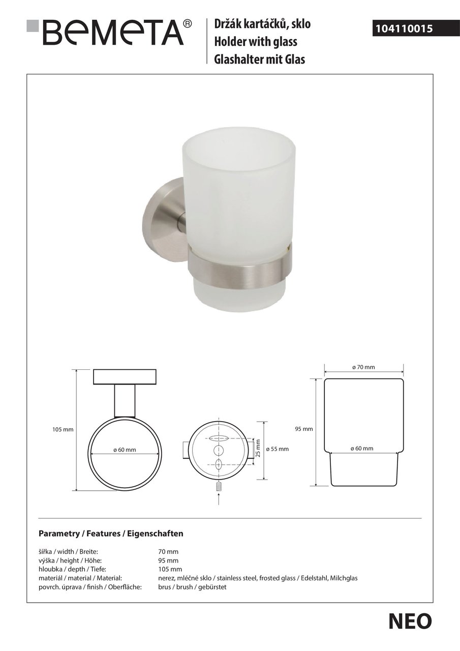 Стакан з тримачем Neo (104110015), Bemeta - Зображення 187283-aca14.jpg
