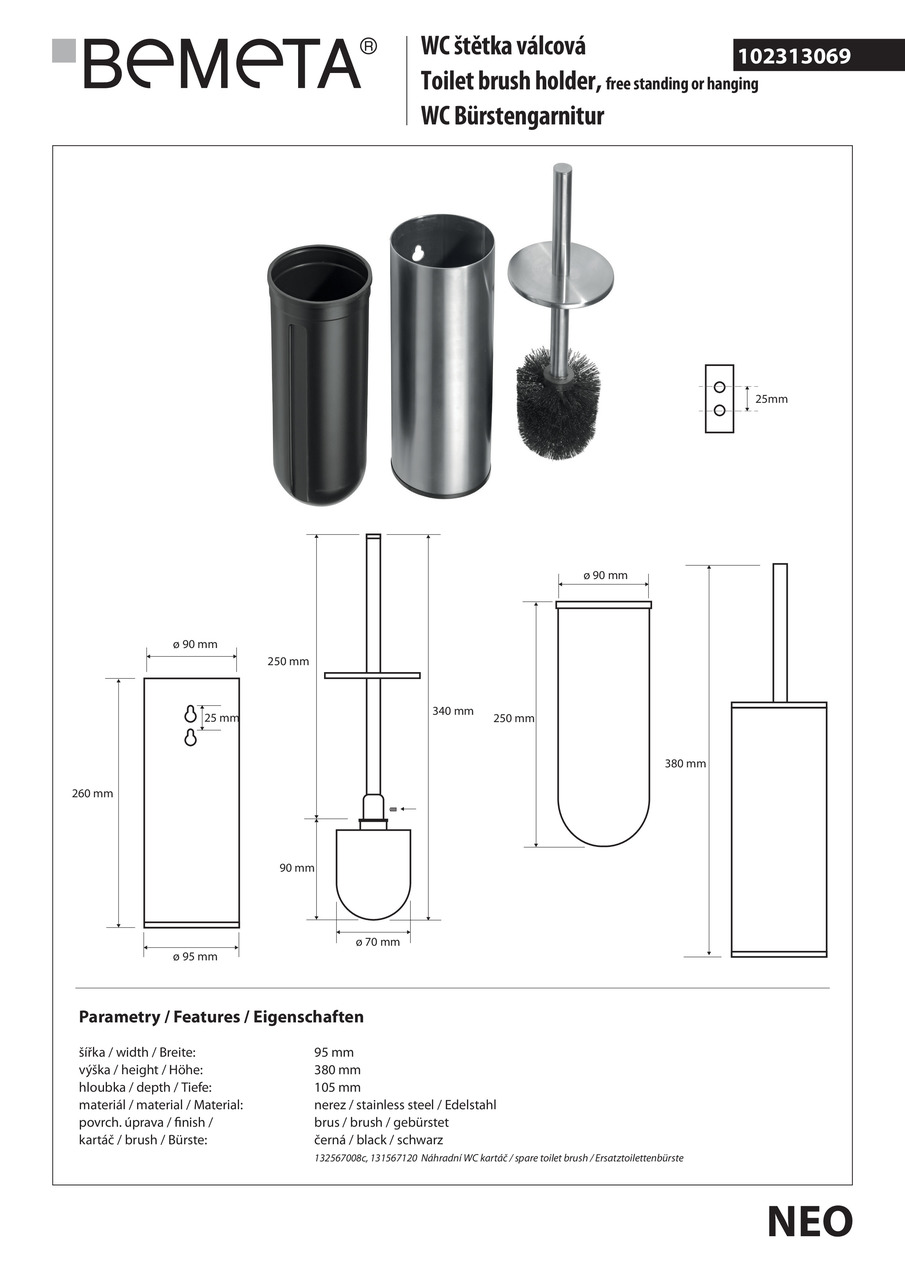 Туалетна щітка з тримачем Neo (102313069), Bemeta - Зображення 187285-43187.jpg