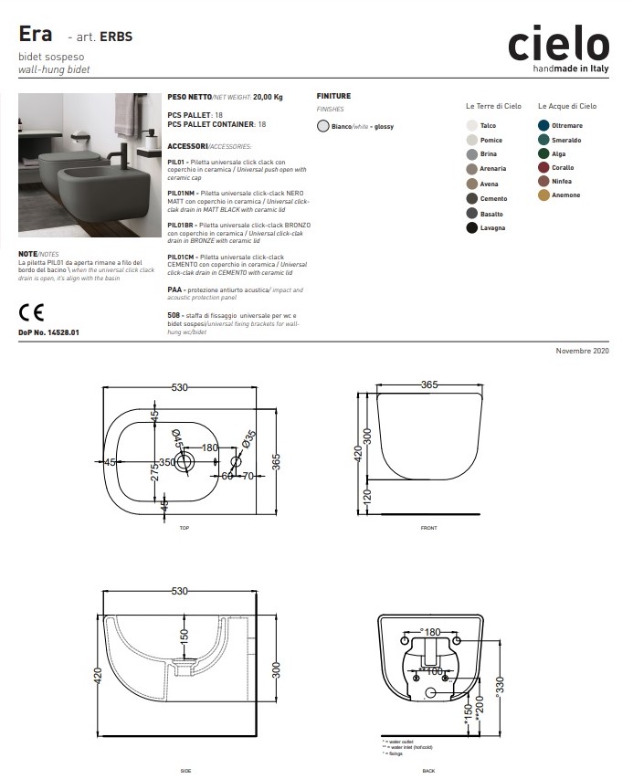 Біде підвісне Era Corallo ERBSCO CIELO - Зображення 1872878-67674.jpg