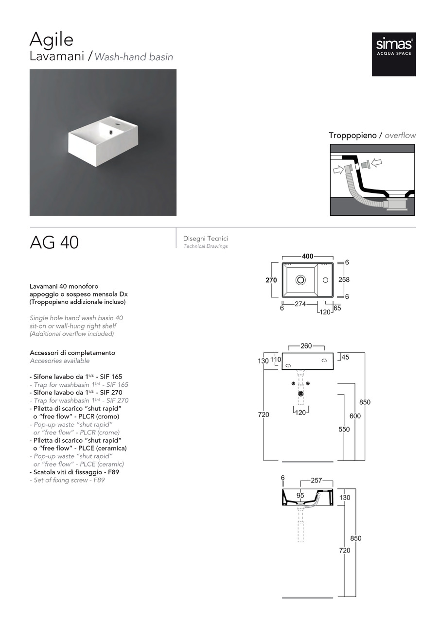 Умивальник AG 40 Agile (AG40) Black matt, SIMAS - Зображення 1872918-03a36.jpg