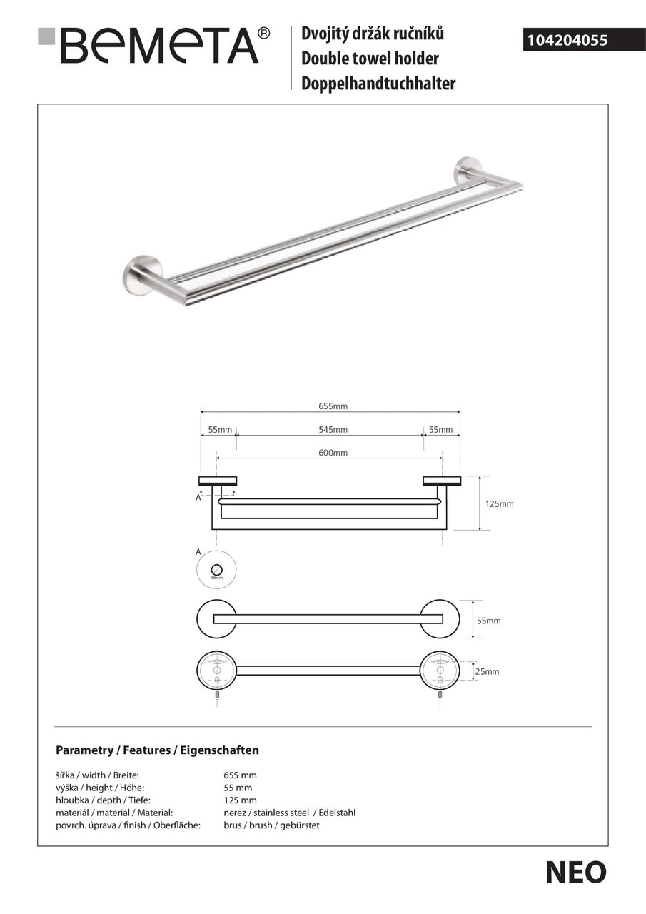 Держатель для полотенец Neo (104204055), Bemeta - Зображення 187293-bedf1.jpg