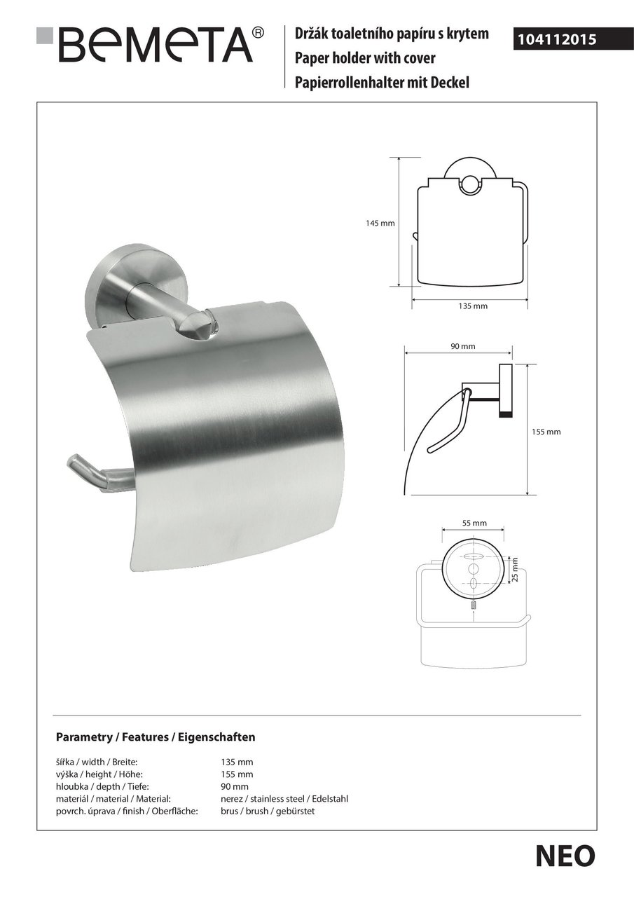 Тримач для туалетного паперу Neo (104112015), Bemeta - Зображення 187294-04696.jpg