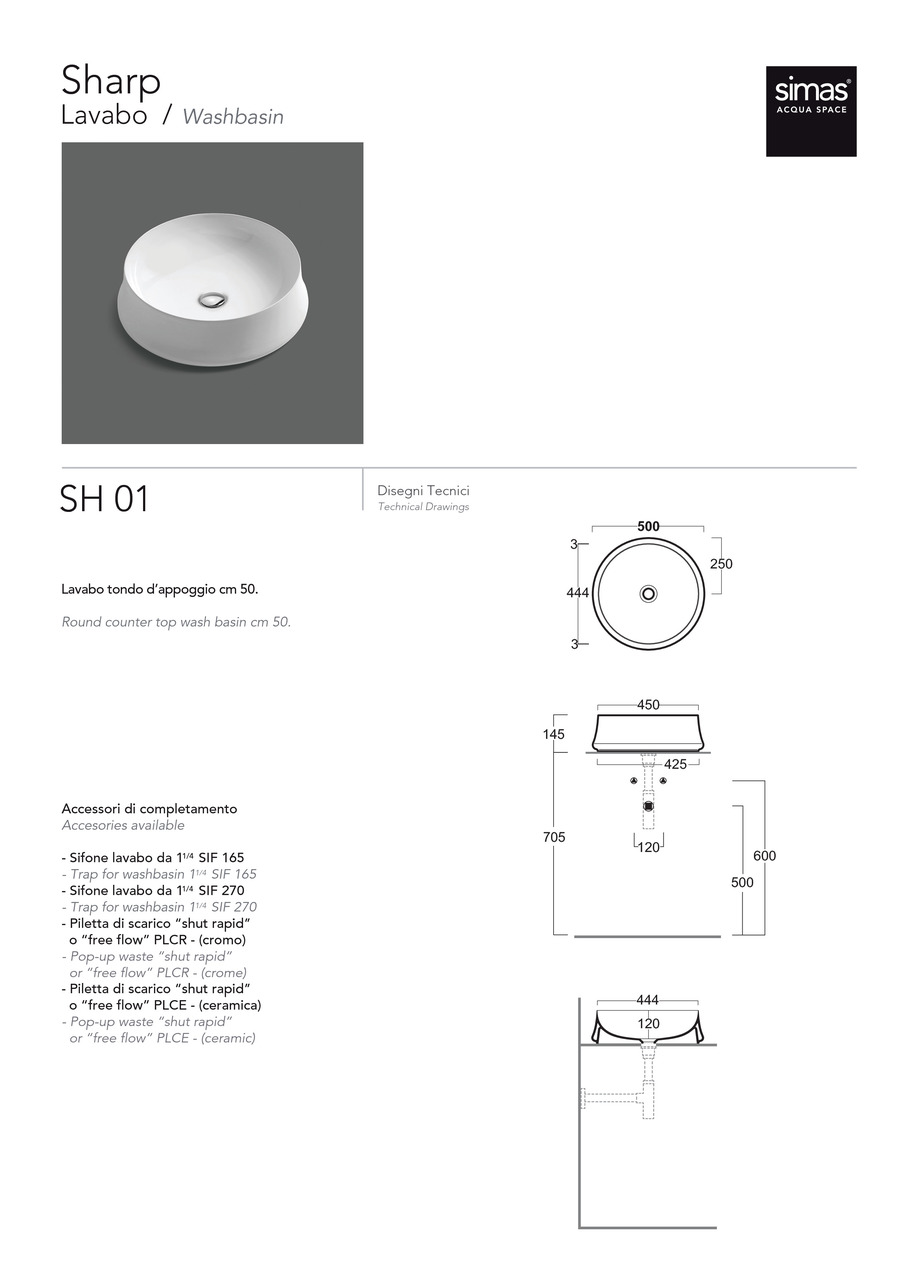Умивальник SH 01 Sharp (SH01) Glossy white SIMAS - Зображення 1872948-53d94.jpg