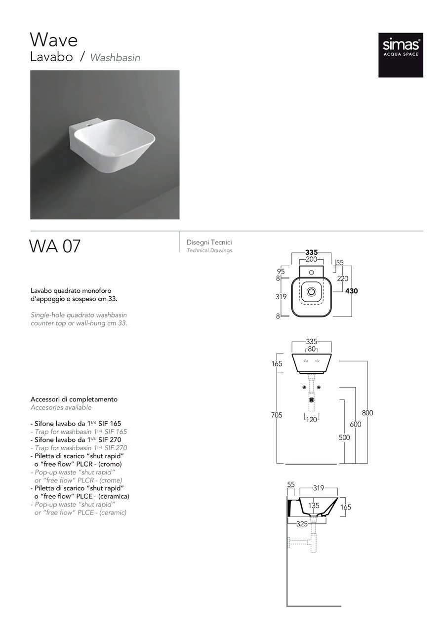 Умивальник WA 07 Wave (WA07TM) Tela matt, SIMAS - Зображення 1872973-53a09.jpg
