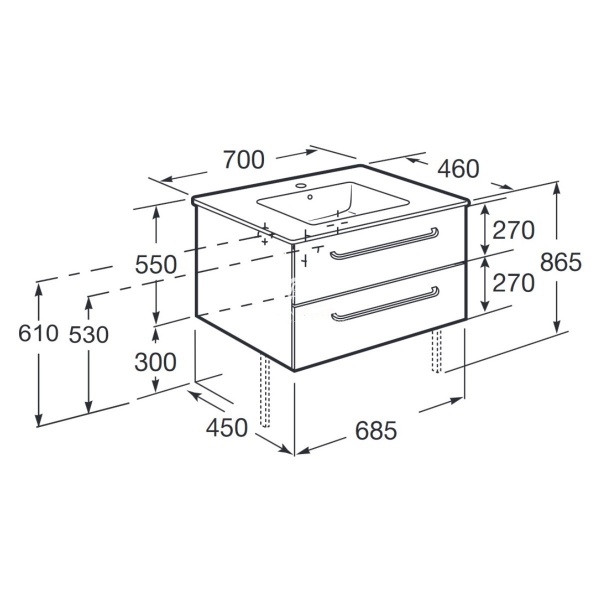 Шафка з умивальником Palo 70 (A851635806), Roca - Зображення 1873018-22476.jpg