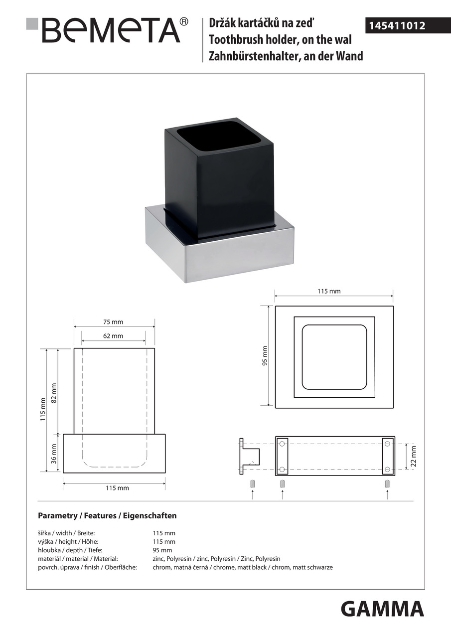 Стакан з тримачем Gamma (145411012), Bemeta - Зображення 1873407-5c7fc.jpg