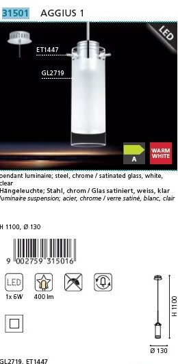 Люстра AGGIUS 1 LED (31501), EGLO - Зображення 1874692-87265.jpg