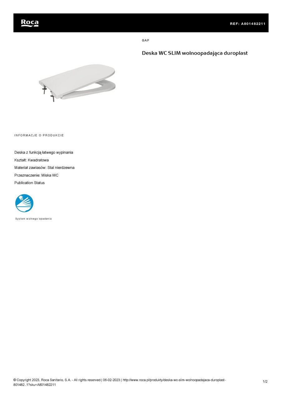 Кришка для унітаза Gap Slim soft-close A801482211 Roca - Зображення 1875621-d05d3.jpg