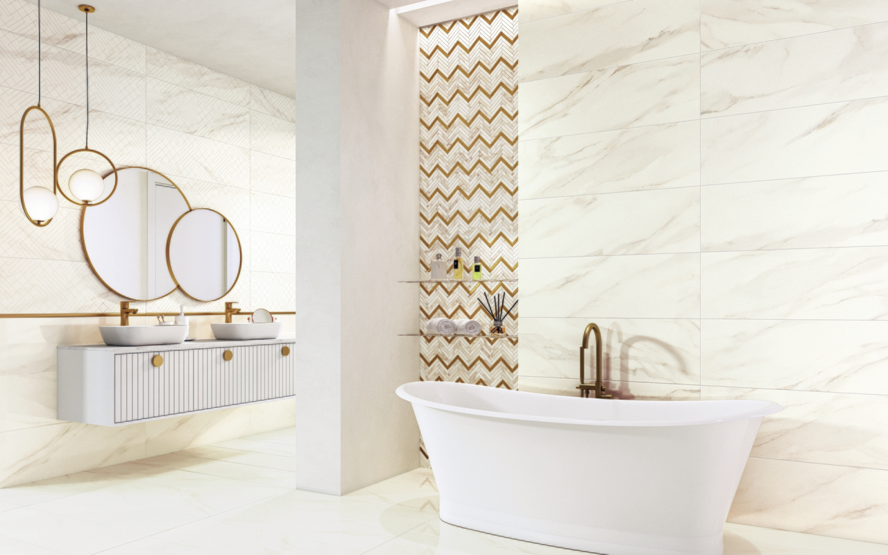 Мозаїка Calacatta Sparkle Gold 281x301x9 Paradyz - Зображення 1876011-db935.jpg