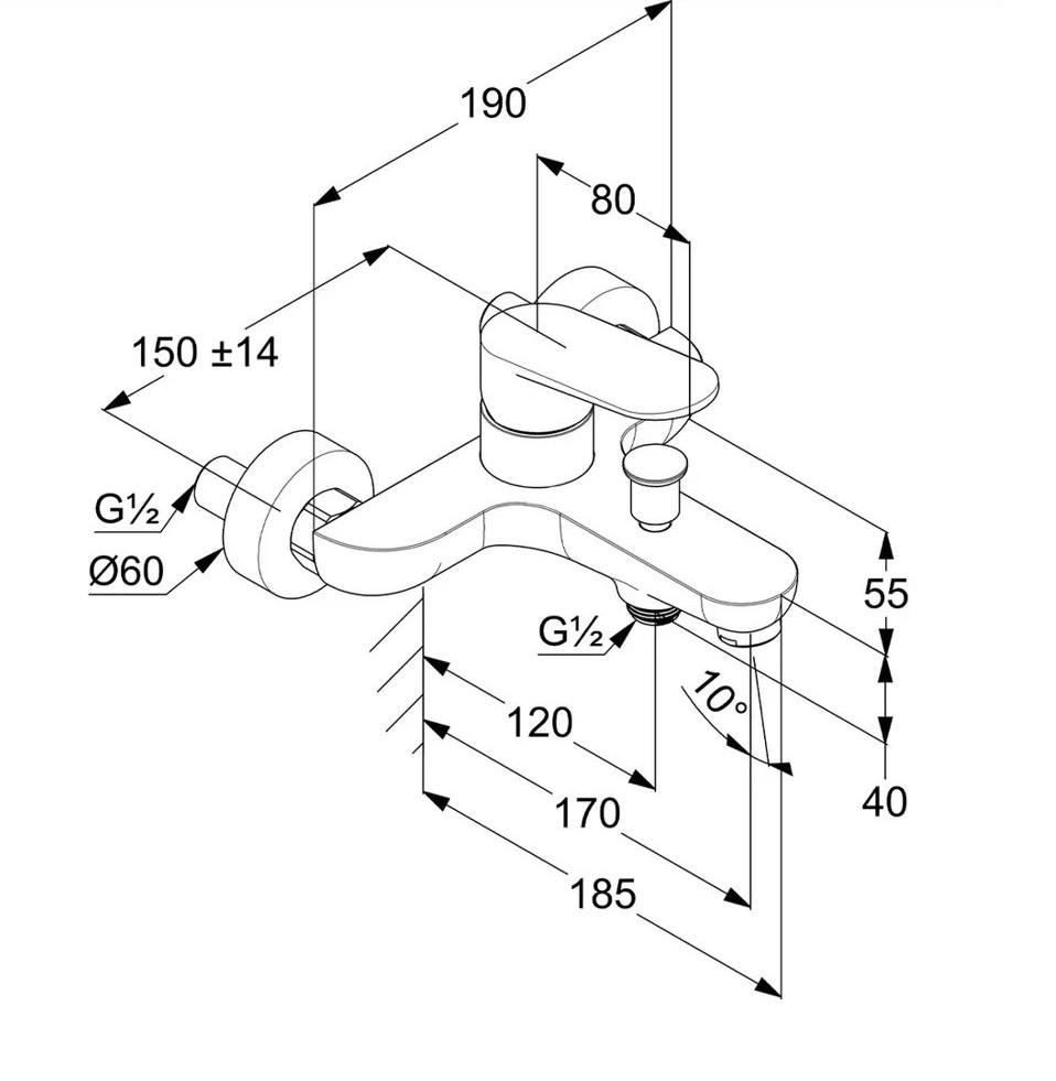 Змішувач для ванни X1 326910575 хром Kludi - Зображення 187791851-059de.jpg