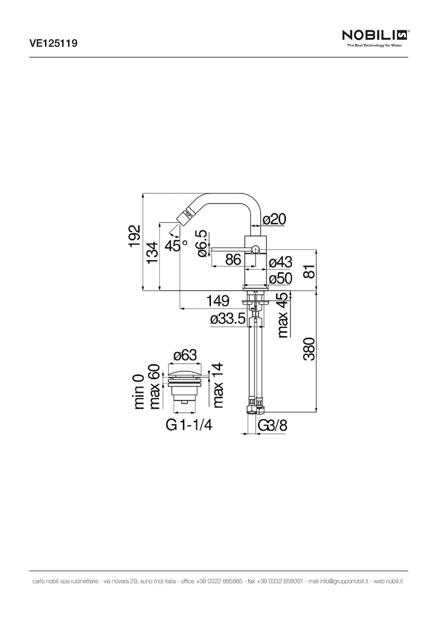 Змішувач для біде Velis Diamond Smoke PVD (VE125119-2FLP), Nobili - Зображення 1877963-74880.jpg