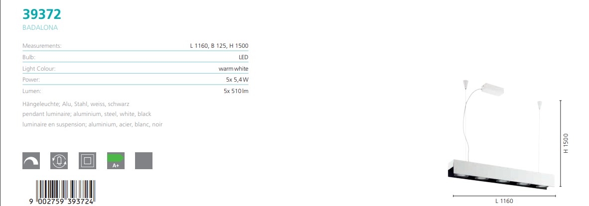 Люстра BADALONA LED (39372), EGLO - Зображення 1878051-27750.jpg