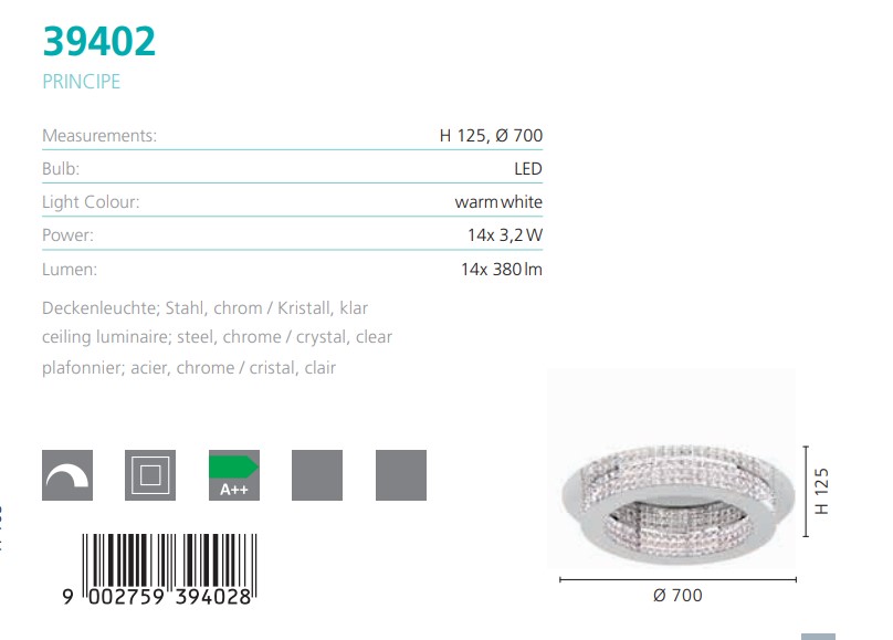 Світильник PRINCIPE CHROM-KRISTALL LED (39402), EGLO - Зображення 1878110-c2227.jpg