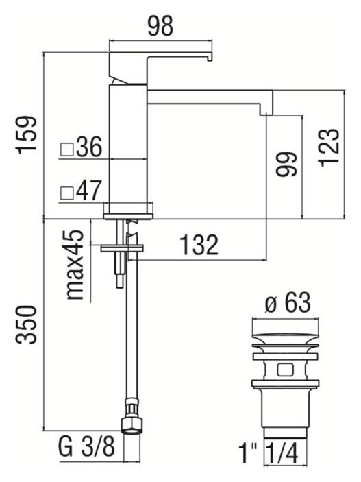Змішувач для умивальника Mia Inox (MI102118-1IX), Nobili - Зображення 1878237-ea85a.jpg