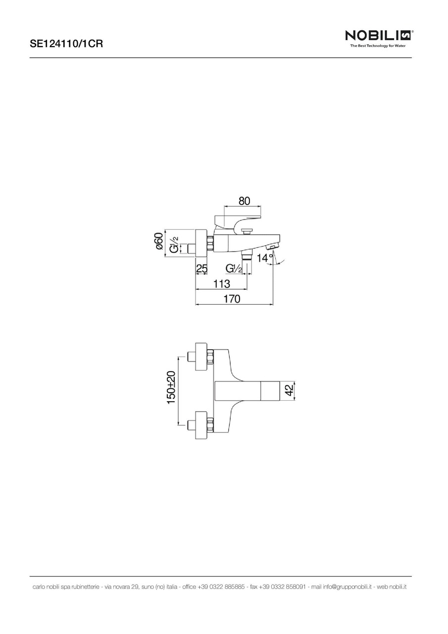 Змішувач для ванни Seven (SE124110-1CR), Nobili - Зображення 1878302-b4975.jpg