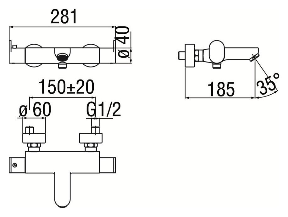 Змішувач для ванни UP (UP94010-1CR), Nobili - Зображення 1878369-c5ff1.jpg