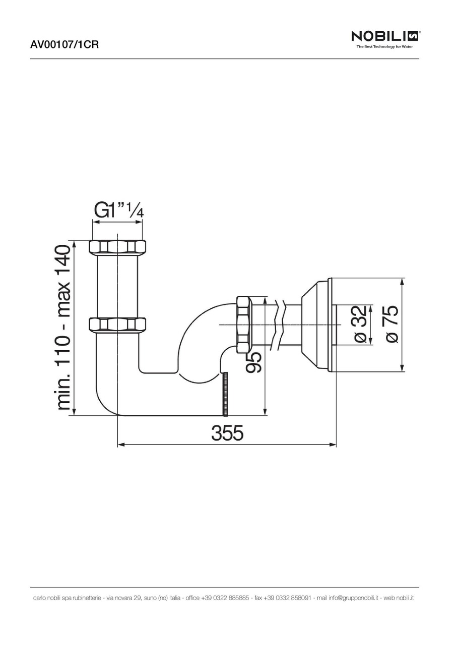 Сифон для умивальника (AV00107-1СR), Nobili - Зображення 1878474-e0d4b.jpg