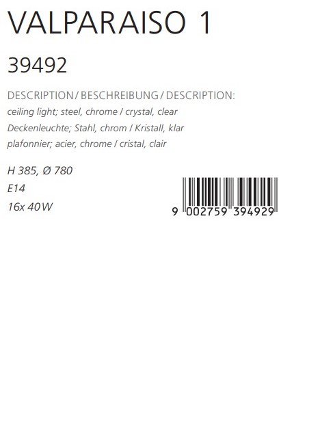 Светильник VALPARAISO 1 CHROM-KRISTALLE (39492), EGLO - Зображення 1878731-da7ff.jpg