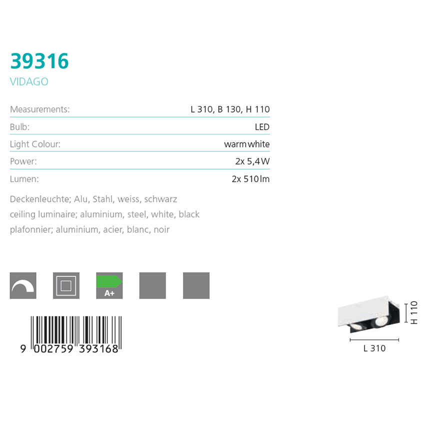 Спот VIDAGO LED (39316), EGLO - Зображення 1878906-47174.jpg