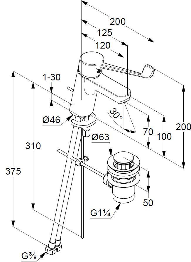 Змішувач для умивальника 70 DN 15 Pure&Easy Care (372870565), Kludi - Зображення 1880520-c3036.jpg