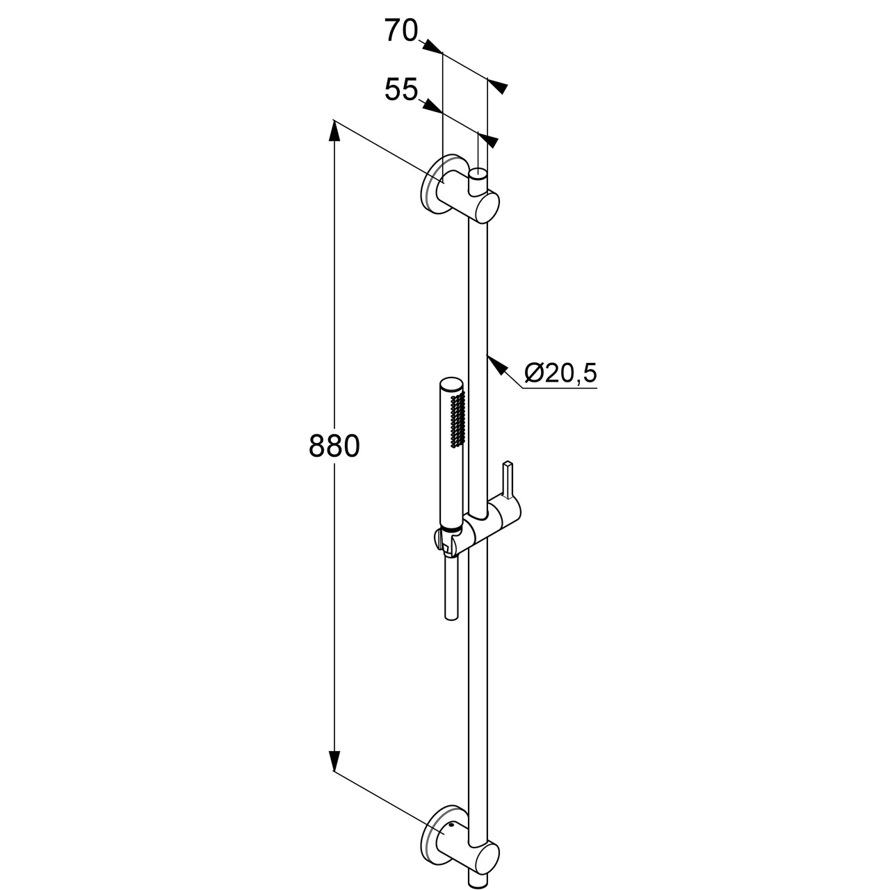 Душовий набір 1S Nova Fonte Puristic (2084039-15) чорний, Kludi - Зображення 1880700-5325c.jpg