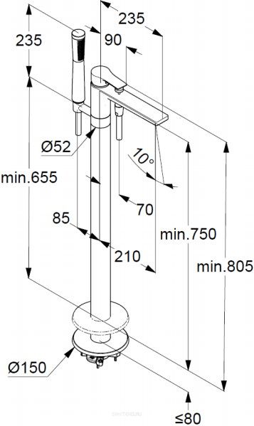 Змішувач підлоговий для ванни Zenta SL (485900565), Kludi - Зображення 1880730-f8e85.jpg