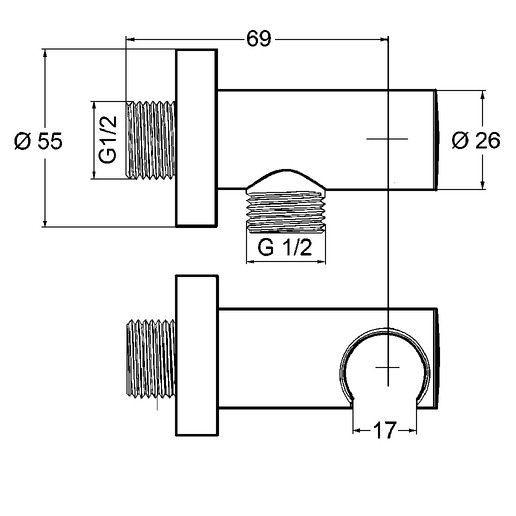 Подключение душевого шланга DN 15 A-QA (6054739-00) черный, Kludi - Зображення 1880790-03ec6.jpg