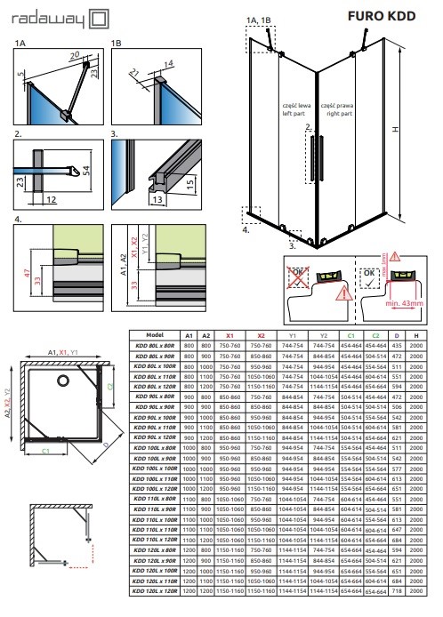 Душова кабіна (половина) Furo KDD 90 R Brushed Copper RADAWAY - Зображення 188083360-74291.jpg