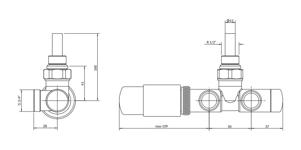 Набір вентилів інтегрований термостатичний лівий Ral Brass Unico All in One Terma - Зображення 188158411-d465a.jpg