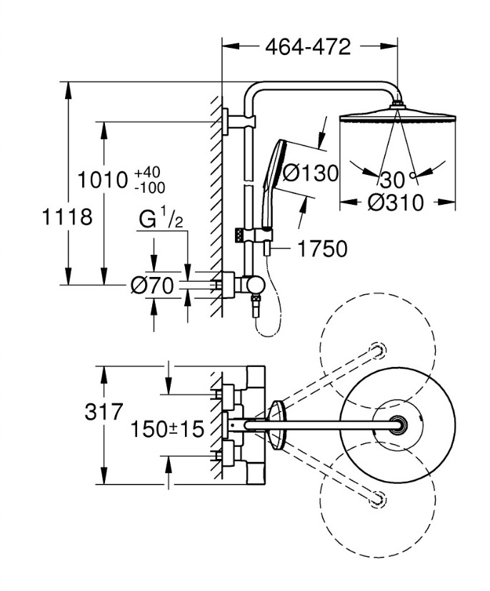 Душова система Rainshower Smartactive 310 (26647000), Grohe - Зображення 1882632-3b0fd.jpg
