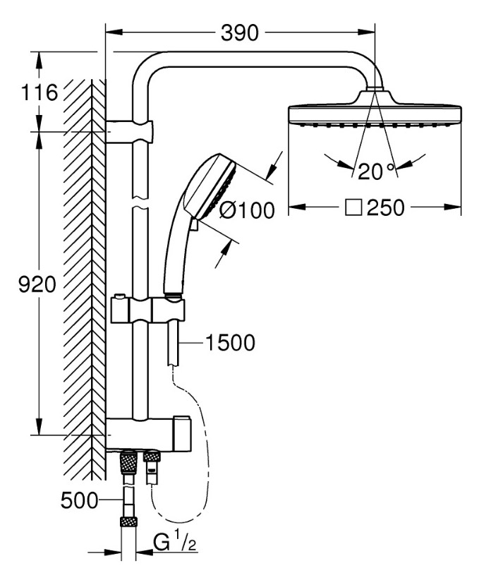 Душовий набір Tempesta Cosmopolitan System 250 Cube (26694000), Grohe - Зображення 1882677-312bb.jpg