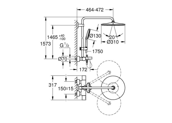 Душова система Rainshower Smartactive 310 26657000 Grohe - Зображення 1882697-e58a2.jpg