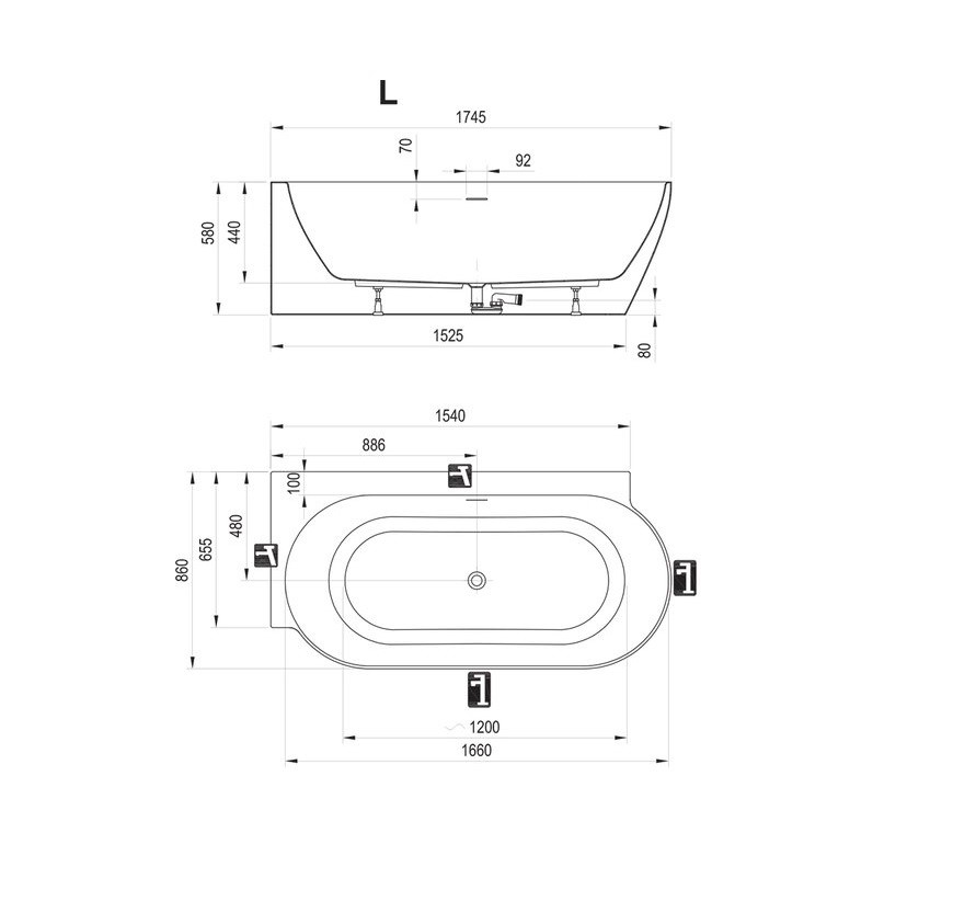 Ванна FREEDOM Corner II Tec L 175x86 CC91000000 RAVAK - Зображення 188306062-621d8.jpg